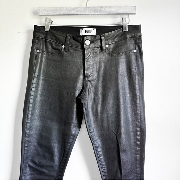 PAIGE Verdugo Ankle Jean in Black Silk Luxe Coating sz 30 - Picture 6 of 12